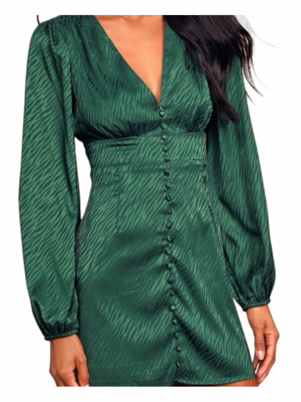 Lulus Place In My Heart Emerald Green Satin Mini Dress Long Sleeve Small